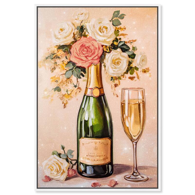 Blooming Champagne Vase Canvas by Art Remedy - White - 36" x 54"