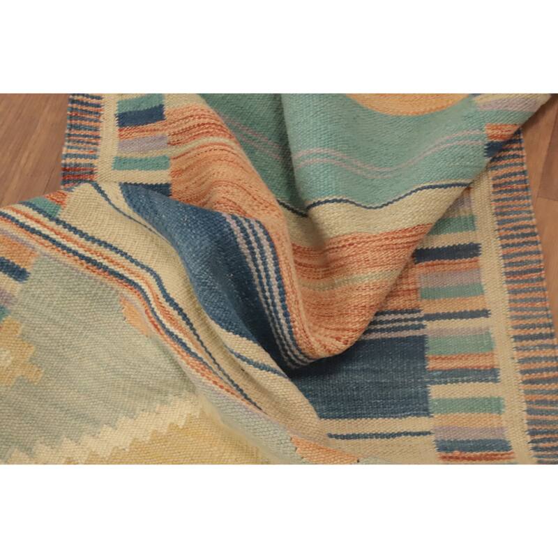 Hand Woven Oriental 100% Wool Carpet Southwestern Tribal Multi-Colored Kilim Area Rug - 4' 0'' X 2' 0''