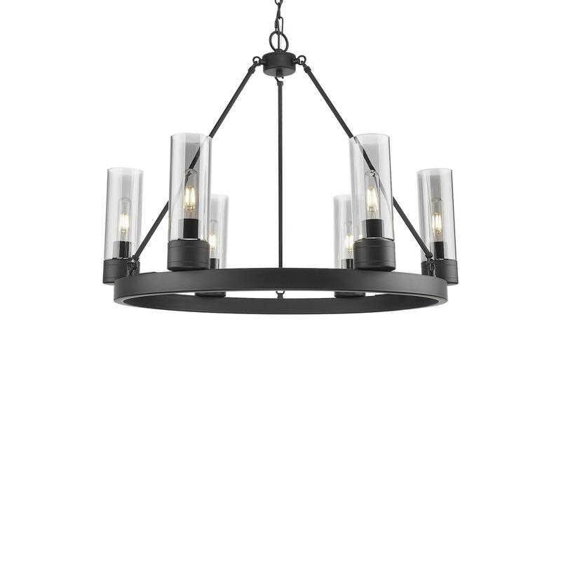 Innovations Lighting 617-6CR-24-29-8 Boreas Chandelier Boreas 6 Light - Matte Black / Light Smoke