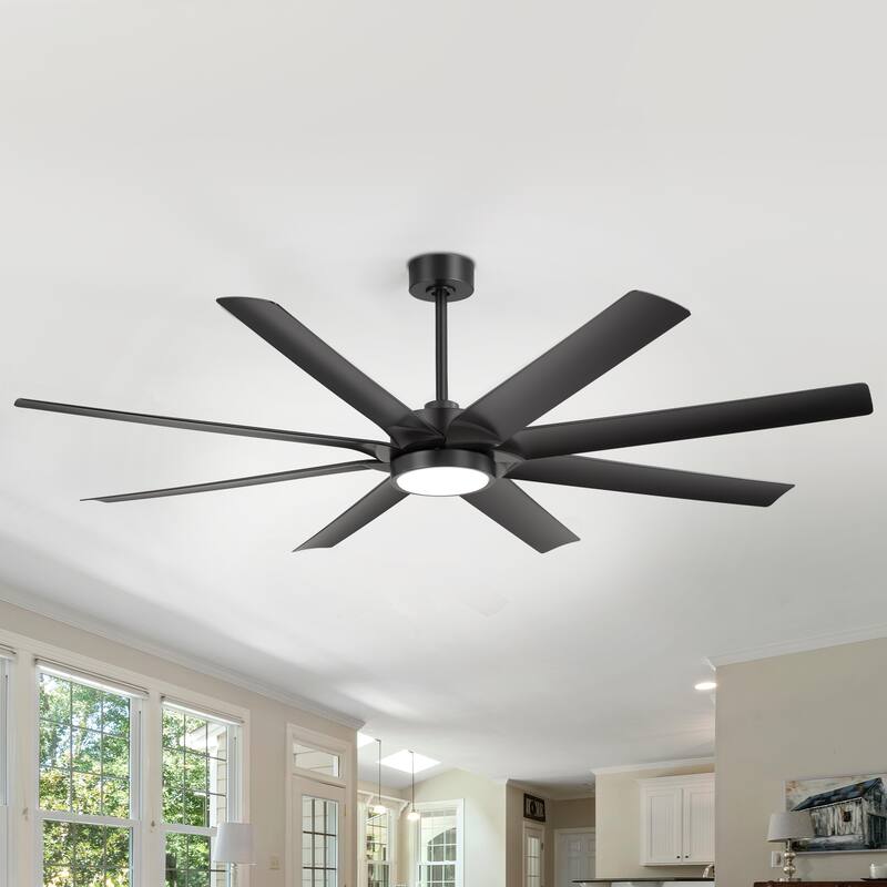 Large 72" 8-Blade Integrated LED Ceiling Fan with Light and Remote
