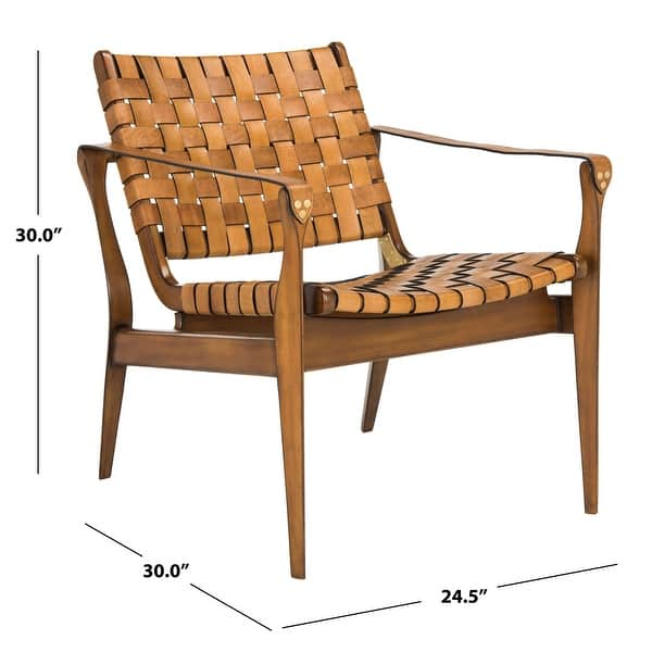 slide 0 of 25, SAFAVIEH Couture Dilan Leather Safari Chair - 24.5" W x 30" L x 30" H