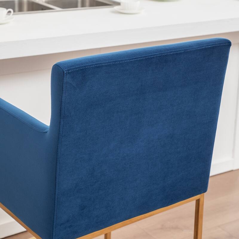 SEYNAR Mid Century Modern Velvet Accent Armrest 27-inch Tall Bar Stool Set of 2 with Metal Frame