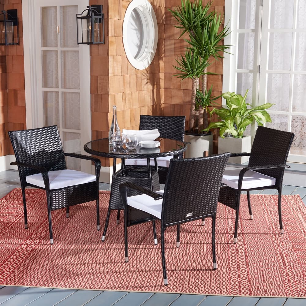 SAFAVIEH Outdoor Hanane 5-Piece Bistro Set - 32Wx32Dx34H