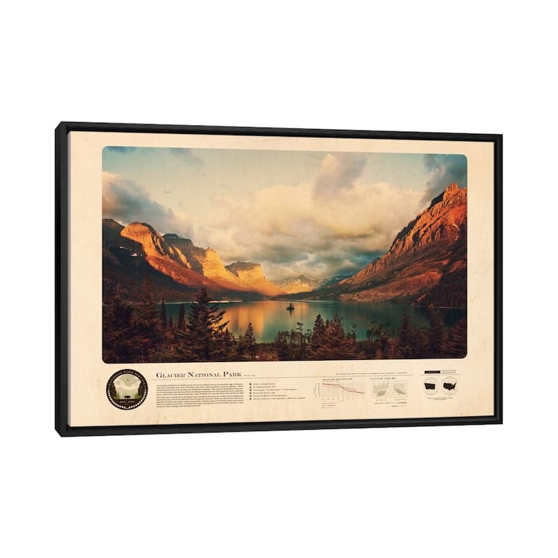 iCanvas "Glacier National Park" by 2046 Design Framed Canvas Print - Black - 32x48