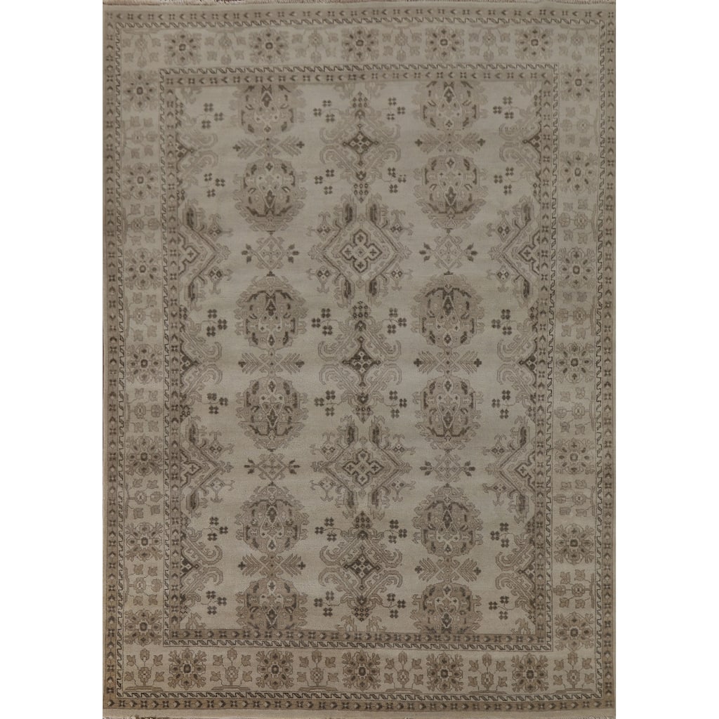 Oushak Area Rug Handmade Geometric Wool Carpet - 7'9"x 10'5"