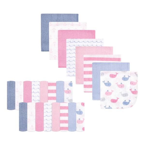 slide 1 of 1, Hudson Baby Infant Girl Rayon from Bamboo Washcloth Bundle, Pink Whale, One Size - Pink Whale - One Size One Size - Pink Whale