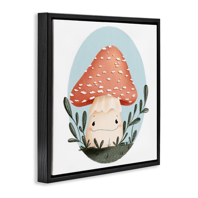 Stupell Smiling Mushroom In Nature Framed Floater Canvas Wall Art Design By Sarah Hickman