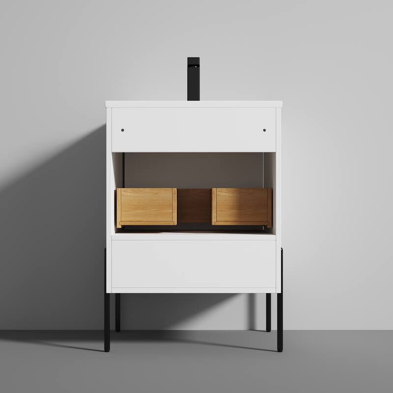 Blossom Turin 24 Inch Freestanding Bathroom Vanity with Ceramic Sink