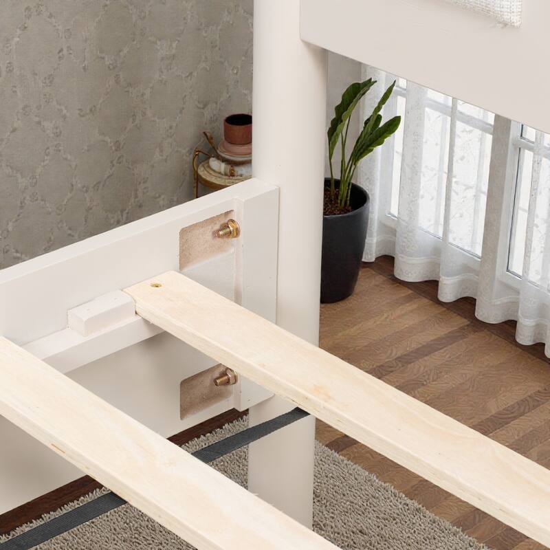 Solid Wood Platform Bed with Upholstered Headboard and Metal Handles, Heavy Duty 500 lbs Support, No Box Spring