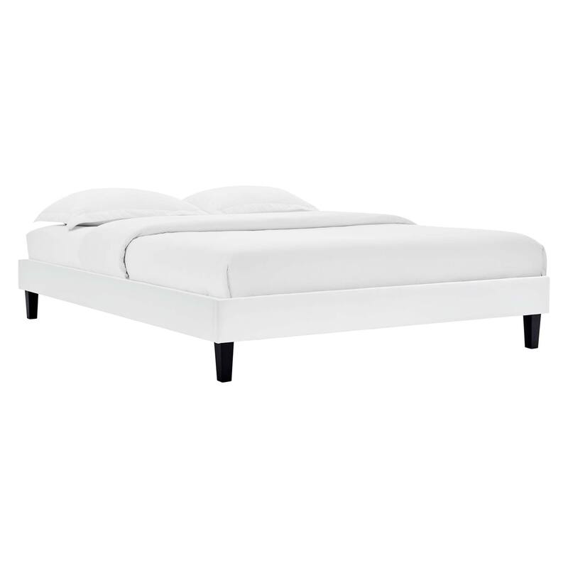 Roxanne Performance Velvet Platform Bed With Black Wood Legs