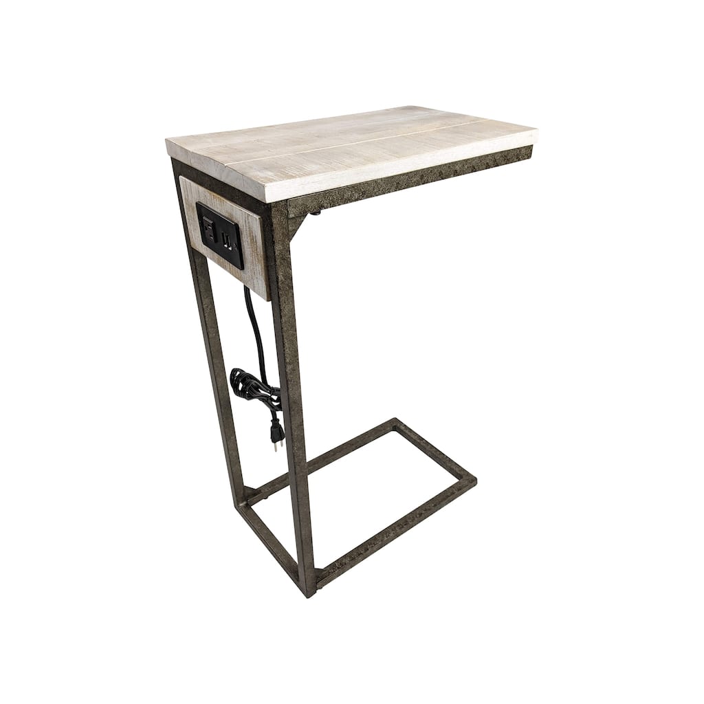 Carolina Living Chloe C-Form Accent Table - USB Ports
