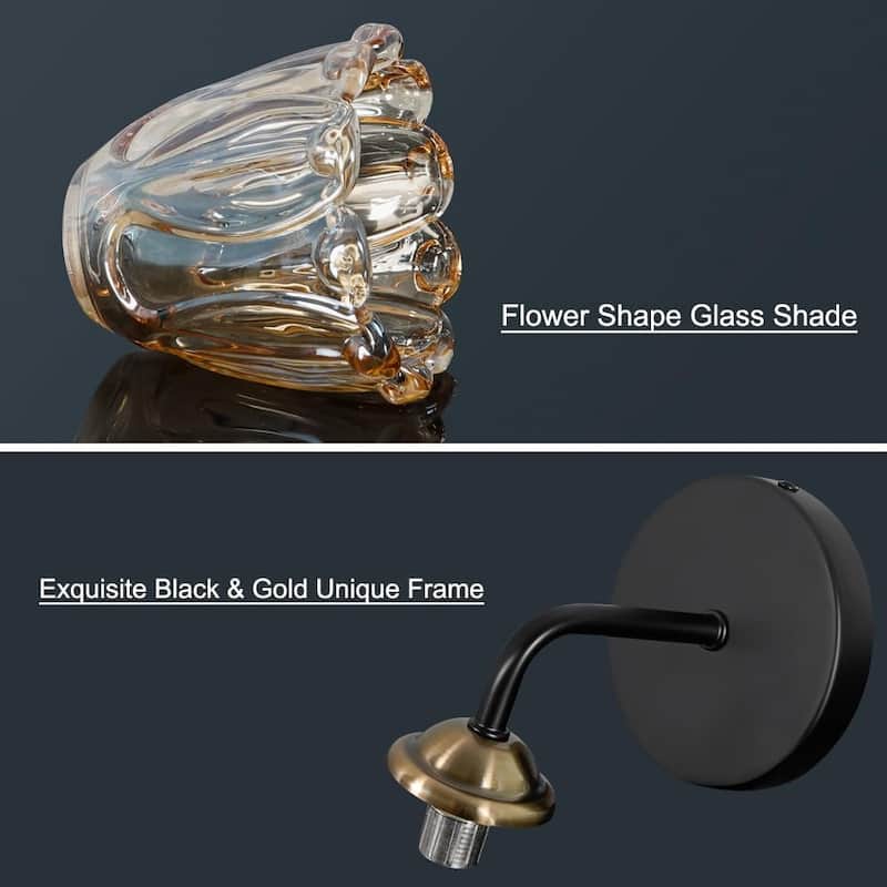 Set of 2 wall light amber bathroom light glass bedroom roome