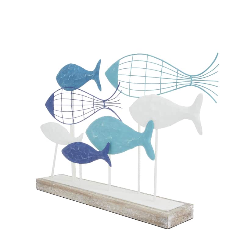 Metal Fish Decorative Sculpture - Blue - Roche River Decor