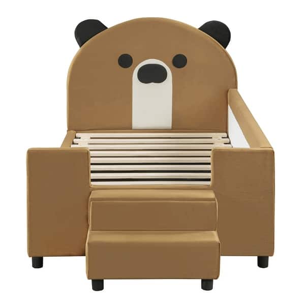 slide 2 of 51, Twin Daybed with Bear Headboard and Hydraulic Storage System Brown - Twin