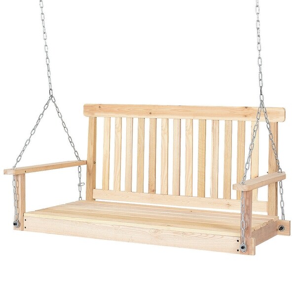 Shop Costway 4 FT Porch Swing Natural Wood Garden Swing ...