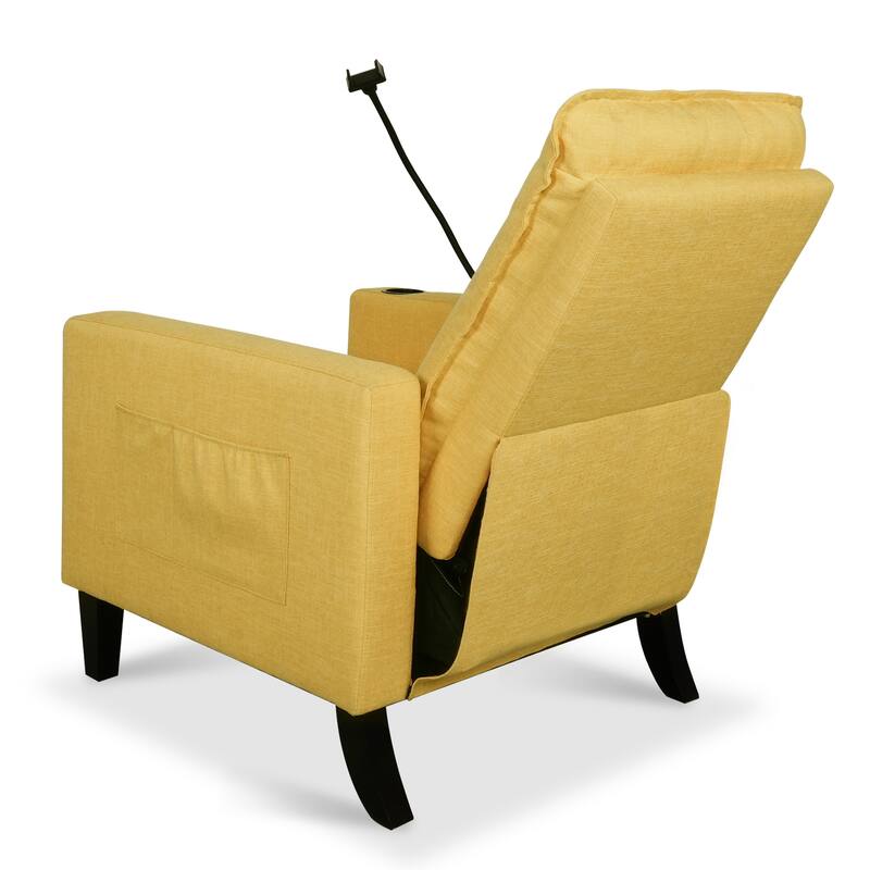 Polyester Recliner Chair with Phone Holder and Cup Holder, 3-Position Recline, 220lb Capacity