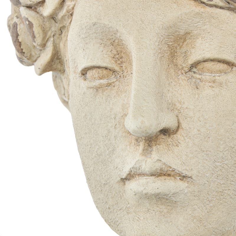 Magnesium Oxide Woman Distressed Antique Greek Bust Indoor Outdoor Planter with Floral Accents - Cream - Roche River Decor