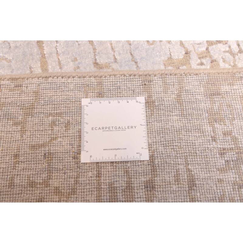ECARPETGALLERY Hand-knotted Legacy Light Blue Silk, Wool Rug - 2'5 x 11'11