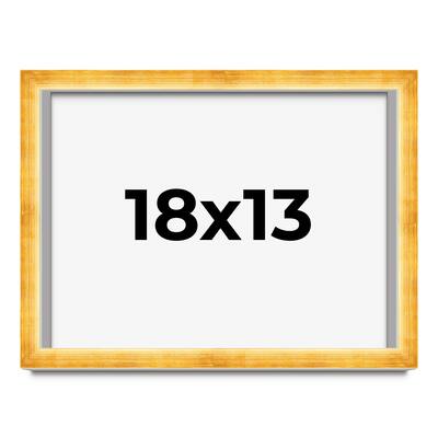 18x13 Shadow Box Frame Gold | 1.625 Inches Deep Real Wood Traditional