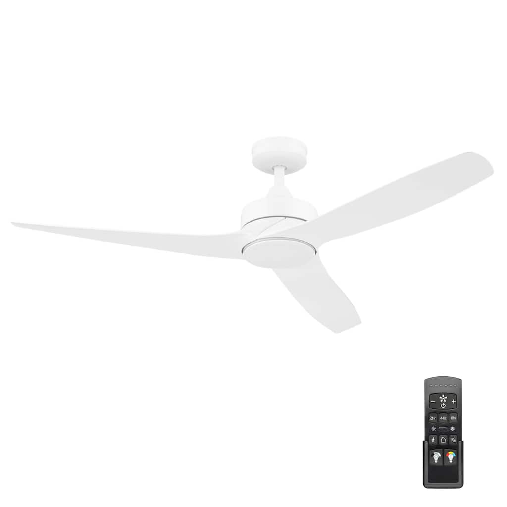 52" Honeywell Lynton White Indoor/Outdoor Damp-Rated Ceiling Fan with Remote Control, 6-Speed BLDC Motor