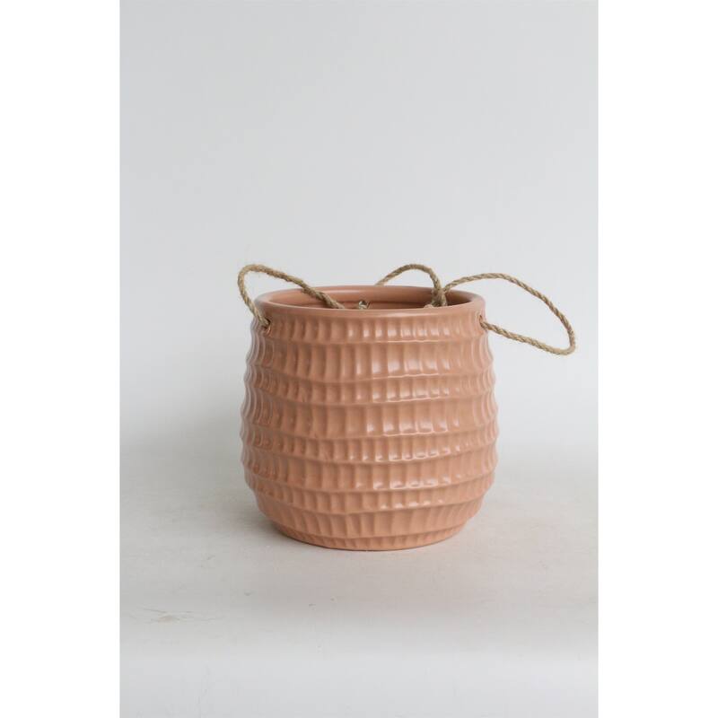 Sagebrook Home Neutral Textured Ceramic Hanging Planter