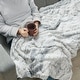 preview thumbnail 4 of 13, Madison Park Aina Oversized Faux Fur Marble Printed Knitted Throw Grey