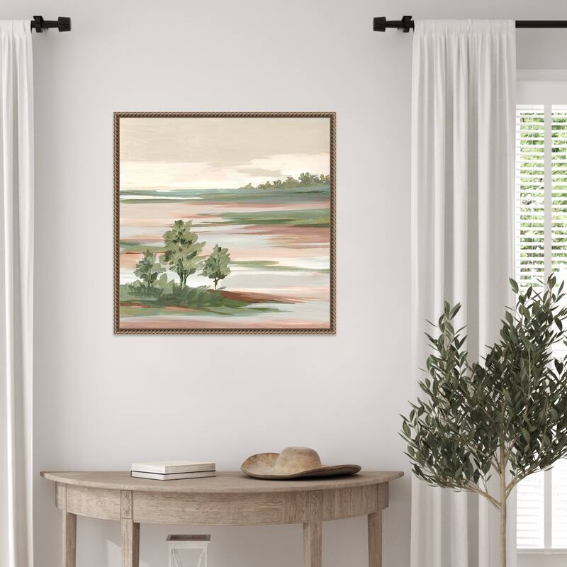 Quiet Marsh Under Soft Skies No. 1 by Lera Framed Canvas Wall Art Print