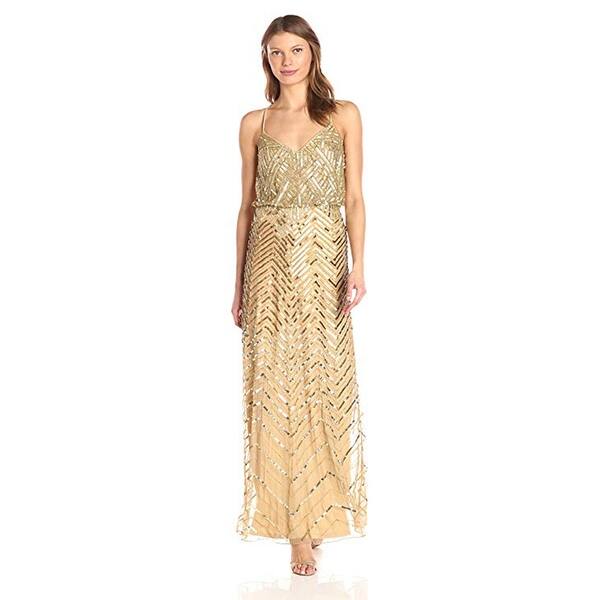 Adrianna Papell Womens Beaded Long Dress
