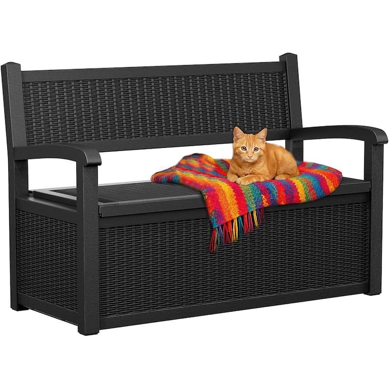 Storage Bench Deck Box, Outdoor Double Seating, Patio Furniture