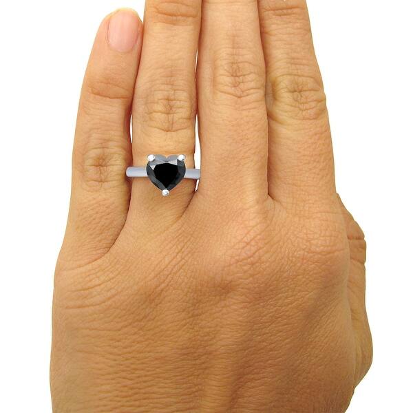 14k White Gold 3 1 10ct Black Heart Shape Diamond Engagement Ring Overstock