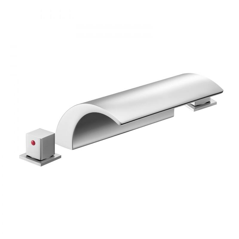 Silver Stainless Steel Deck Mounted Roman 3-Hole Tub Faucet with Dual Handles and Fast Fill Bathtub - 5.32” x 7.09” x 6.69”