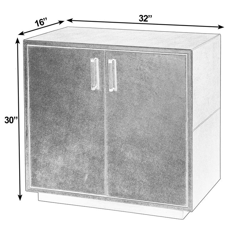Medera 32 in. W Rectangular Wood and Leather 2 Door Accent Cabinet
