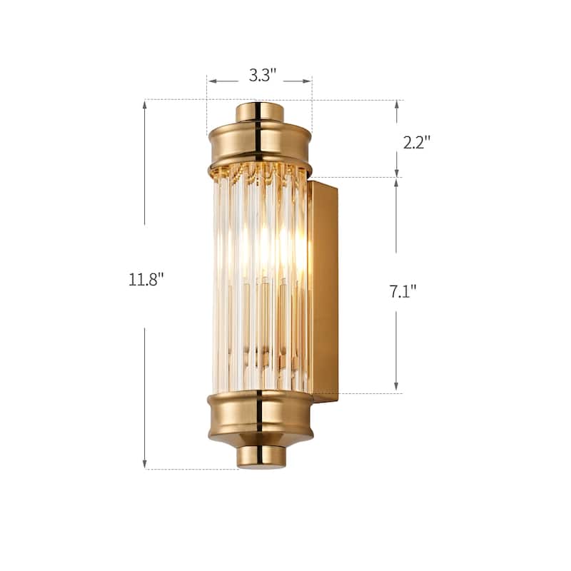 Nordic Postmodern Wall Sconce, European Wall Light in Simple Vintage Glass Crystal - 11.8 inch - Gold
