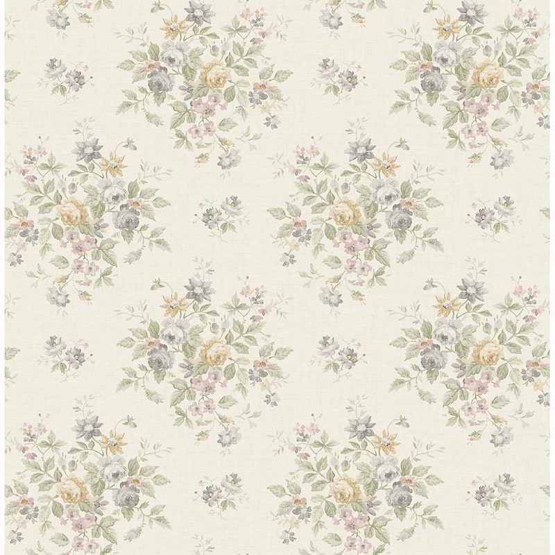 Seabrook Designs Thelma Bouquet Unpasted Wallpaper - 20.5 in. W x 33 ft. L - Metallic Tan & Charcoal