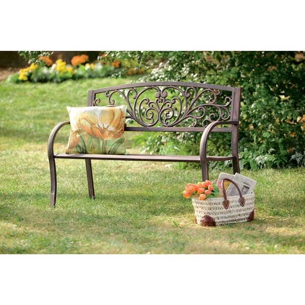 Blooming iron garden hot sale bench