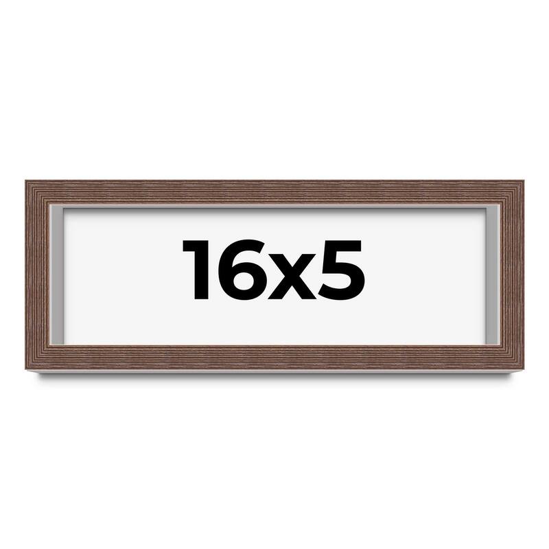 16x5 Shadow Box Frame Brown | 1.125 inches Deep Real Wood Rustic