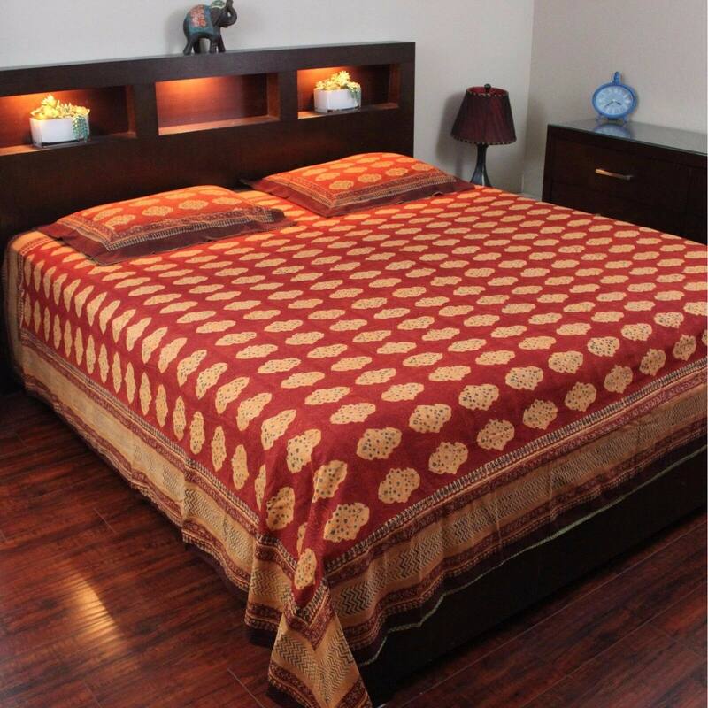 Cotton Block Print Golden Diamonds Tablecloth Rectangle Collection