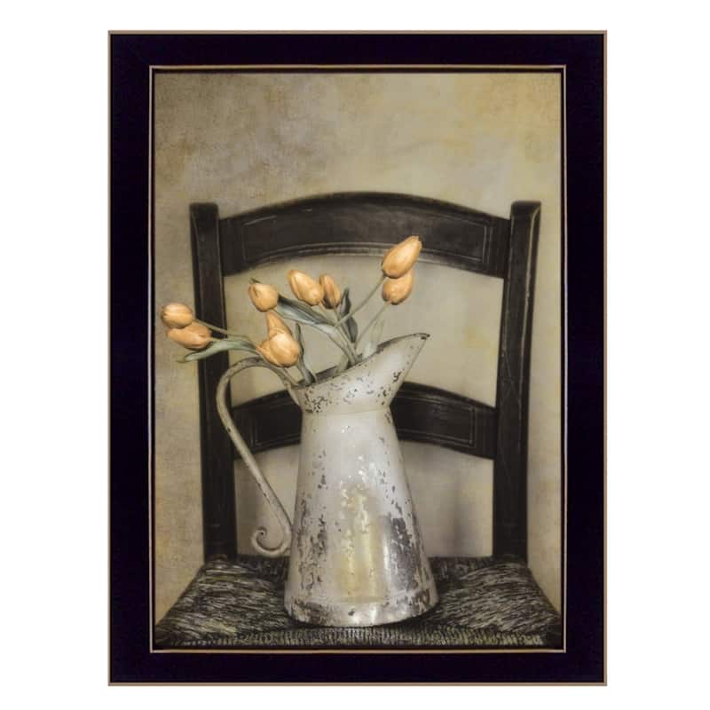 TrendyDecor4U Contemporary "Golden Tulips" Framed Print Wall Art by Robin-Lee Vieira