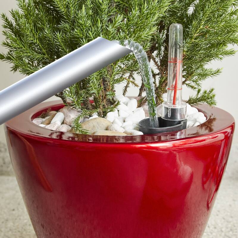 GDFStudio - Farmhouse 2-Piece Outdoor/Indoor Self-Watering Planter Pots with Drainage Plug and Water Level Indicator - 10.2"