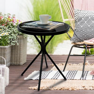 Outdoor Patio Round Metal Small Side Table