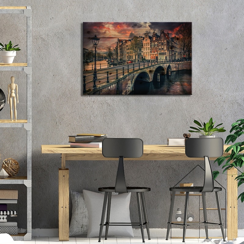 Amsterdam Print On Wood by Adrian Popan - Multi-Color