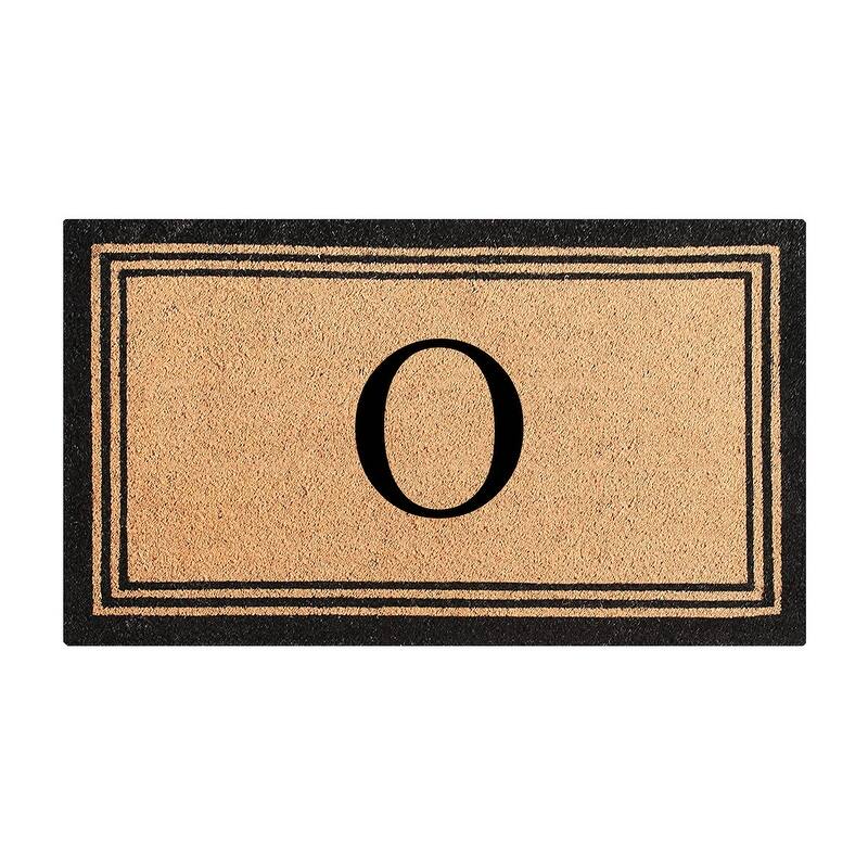 A1HC Natural Coir Monogrammed Heavy Duty PVC Backing Doormat - 18" X 30" - Monogrammed O