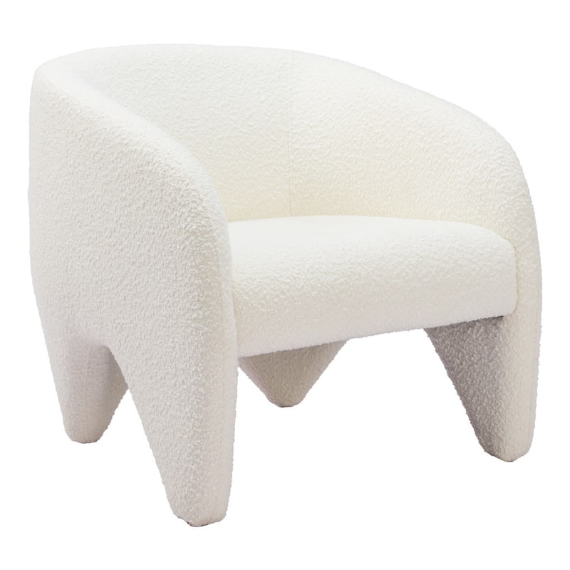 HomeRoots 30" White Sherpa Arm Chair - 29.9' X '28.7' X '30.7