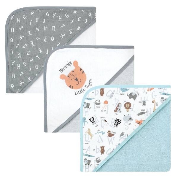 slide 1 of 1, Hudson Baby Unisex Cotton Rich Hooded Towels, Alphabet, One Size - Alphabet - One Size One Size - Alphabet