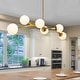 preview thumbnail 17 of 20, 8 - Lights Modern Sputnik Linear Bubble Chandelier With Globe White Glass Shades