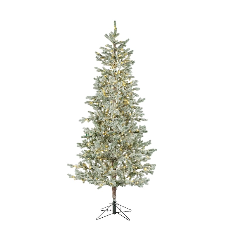 9 Foot Tall Flocked Rainer Pine Christmas Tree - N/A