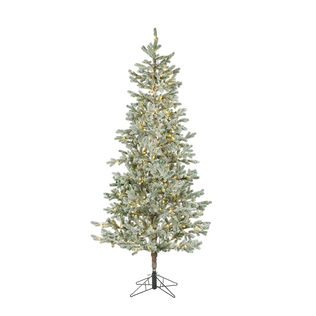 9 Foot Tall Flocked Rainer Pine Christmas Tree - N/A