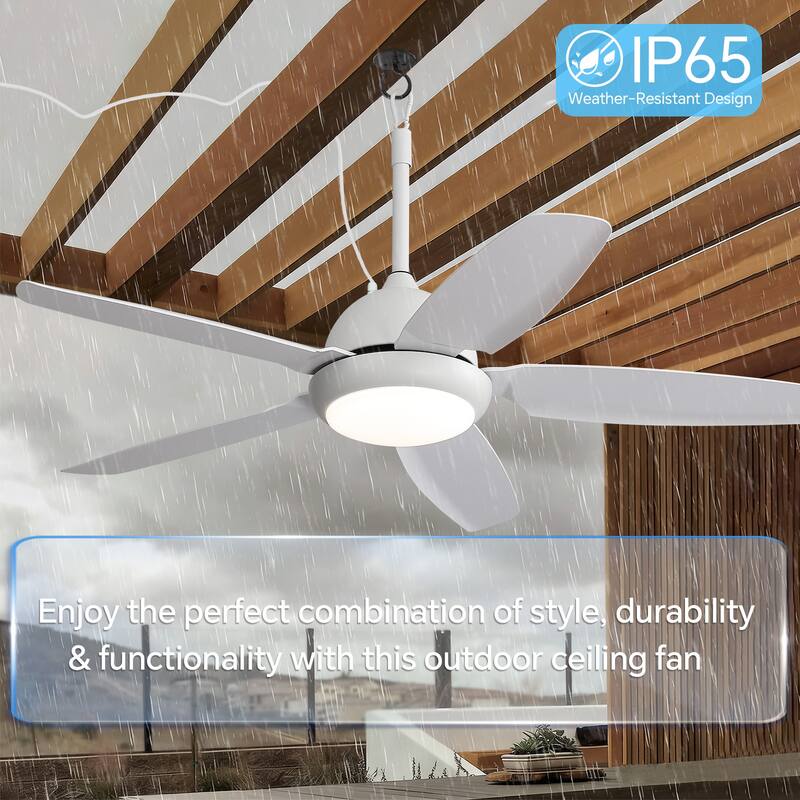 Sofucor 52 Inch Waterproof Outdoor Ceiling Fan with Lights and Remote,IP65 Hanging Gazebo Fan,Wet Rated Plug in Fan with Cord