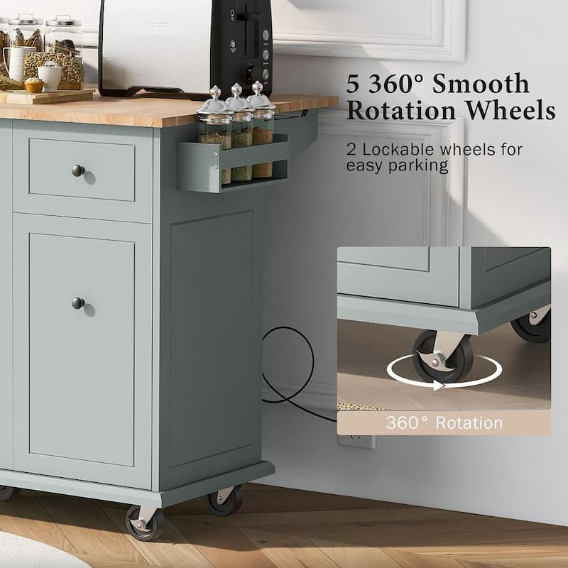 54" Kitchen Island Cart with Wheels
