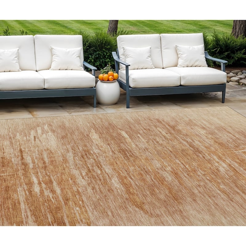 HomeRoots Abstract Transitional Rectangle Outdoor Rug - 8' X 10'